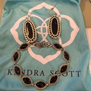 Kendra Scott Silver and Black Earring & Bracelet Set